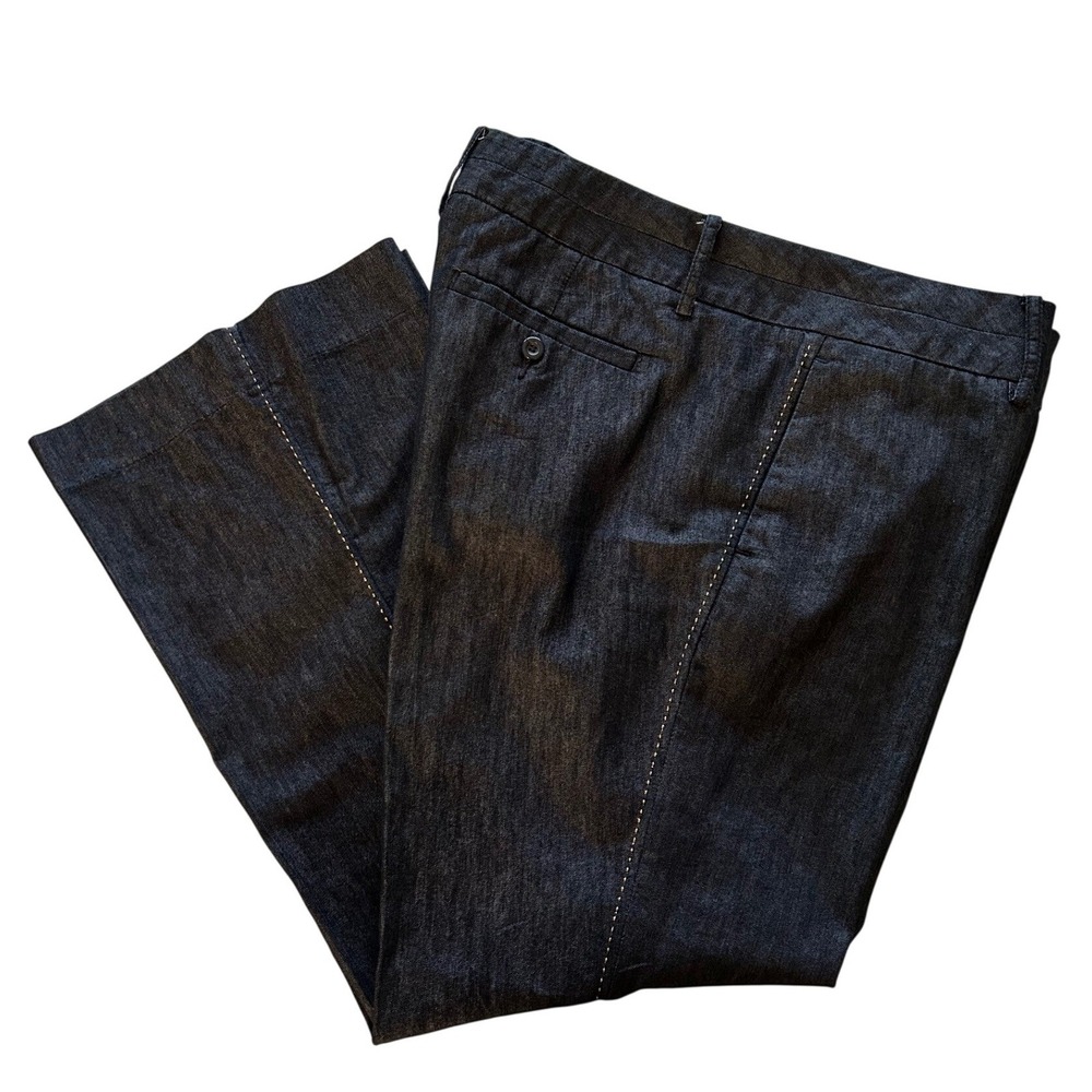 Apostrophe Womens Dark Wash Wide Leg Denim Trouser Pants Contrast Stitch 16P
